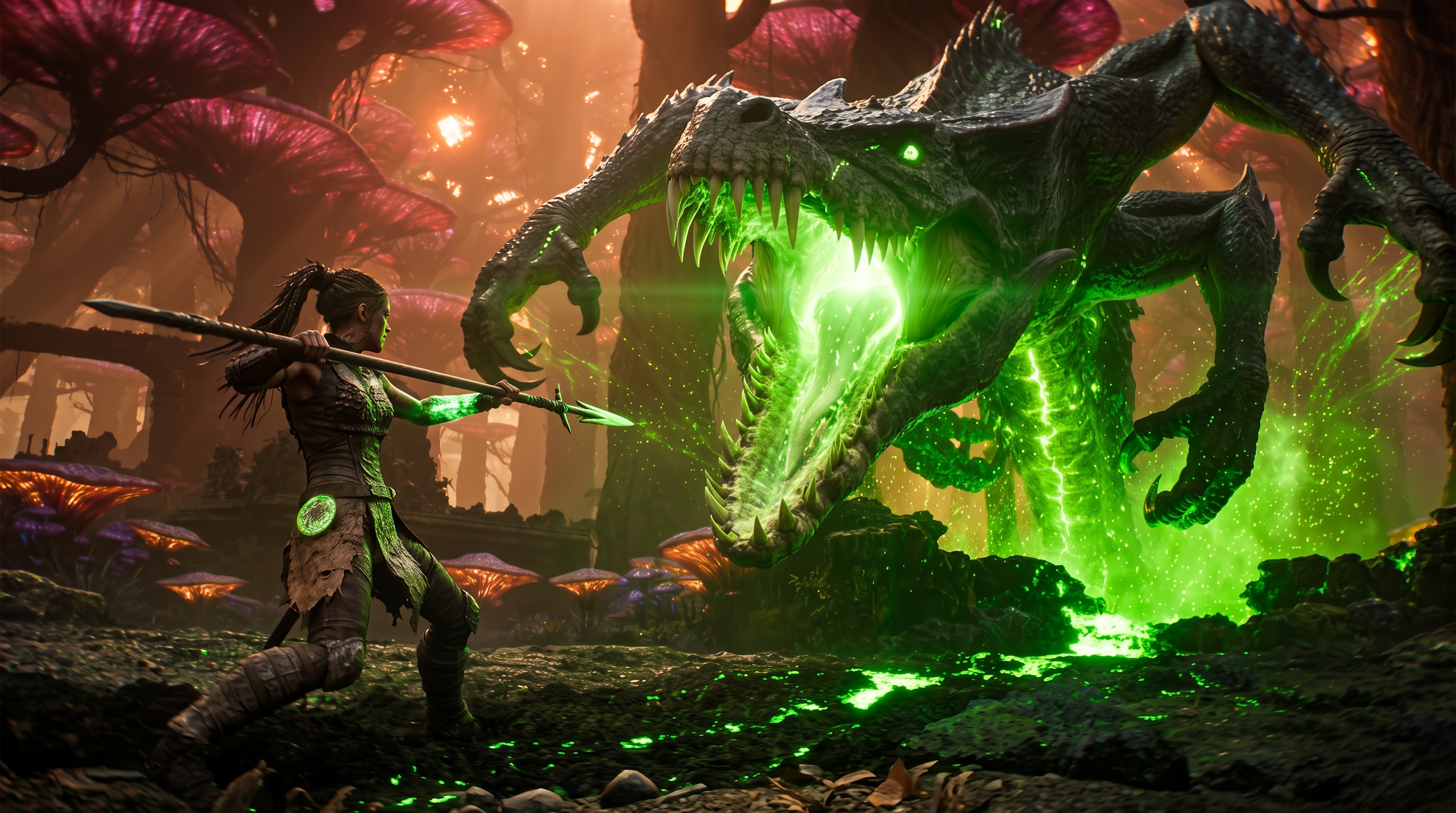 A neon-lit character frame ready for a targeted edit